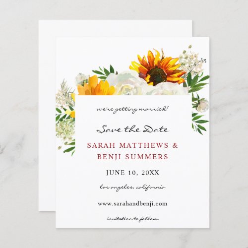 Budget Sunflower  W Floral Artsy Save the Date 2