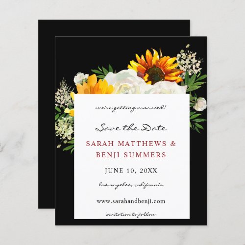 Budget Sunflower W Floral B Artsy Save the Date 2