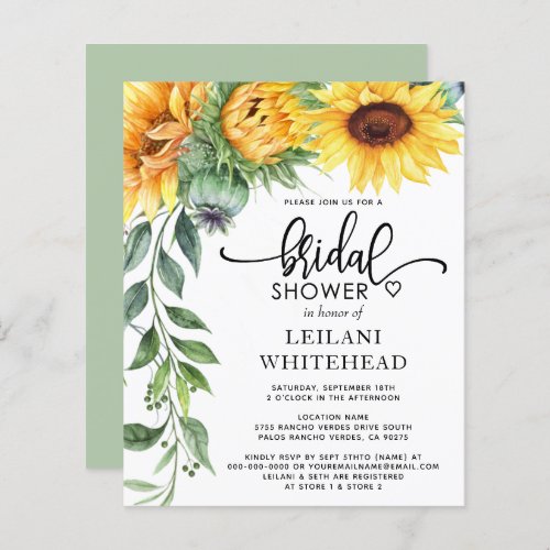 Budget Sunflower Watercolor Bridal Shower