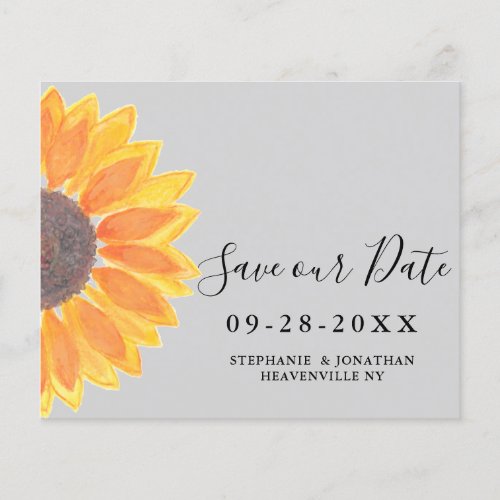 Budget Sunflower Wedding Gray Save Our Date Card