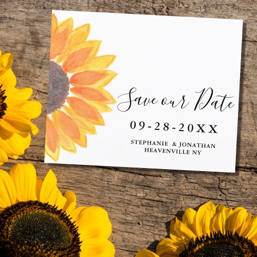 Budget Sunflower Wedding Save Our Date Card