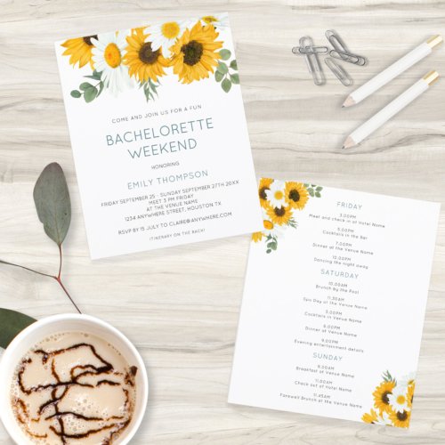 Budget Sunflower Weekend Bachelorette Party Invite