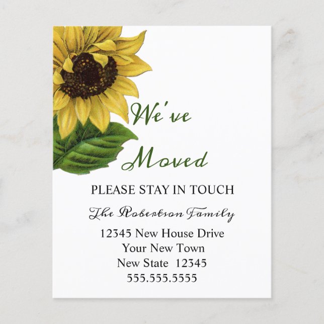 Budget Sunflower We've Moving | New Address   (Front)