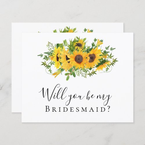 BUDGET Sunflower Will You be My Bridesmaid Card