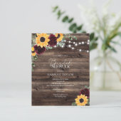 Budget Sunflower Wood Bridal Shower Invitation (Standing Front)
