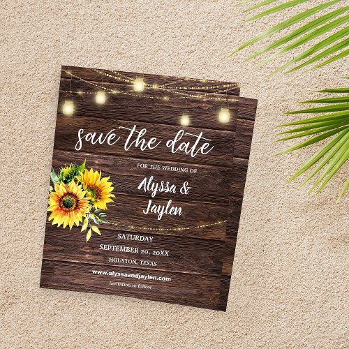 Budget Sunflower Wood  Lights Save the Date