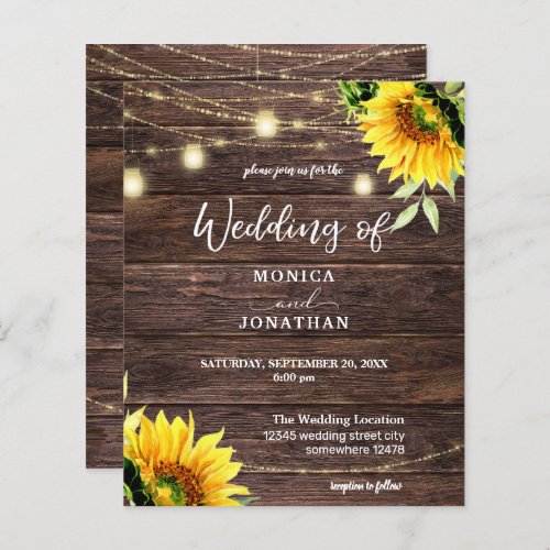 Budget Sunflower Wood Mason String Lights Wedding