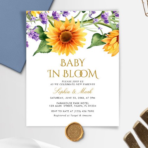 Budget Sunflowers Baby In Bloom Invitation