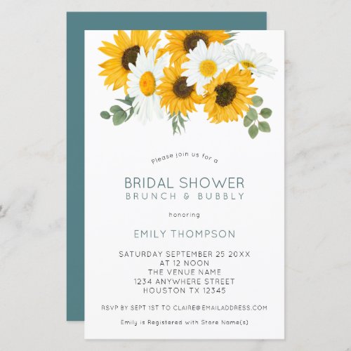 Budget Sunflowers Brunch Bridal Shower Invitation