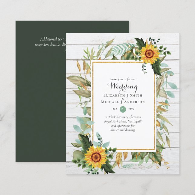 BUDGET Sunflowers Eucalyptus Greenery Wedding (Front/Back)