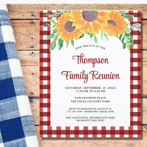 Budget Sunflowers Gingham Family Reunion