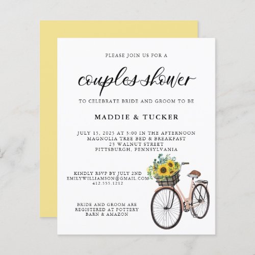 Budget Sunflowers Greenery Couples  Shower Invite