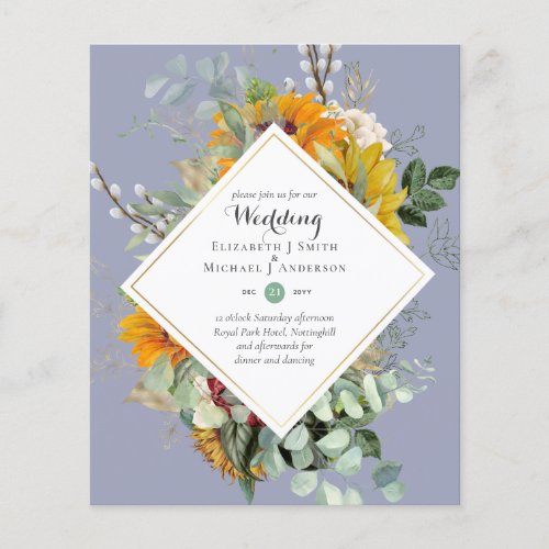 Budget Sunflowers Greenery Wedding Invites Flyer