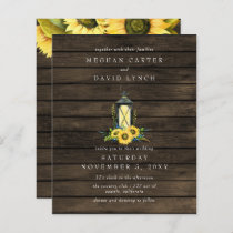 Budget Sunflowers Lantern Wedding Invitation