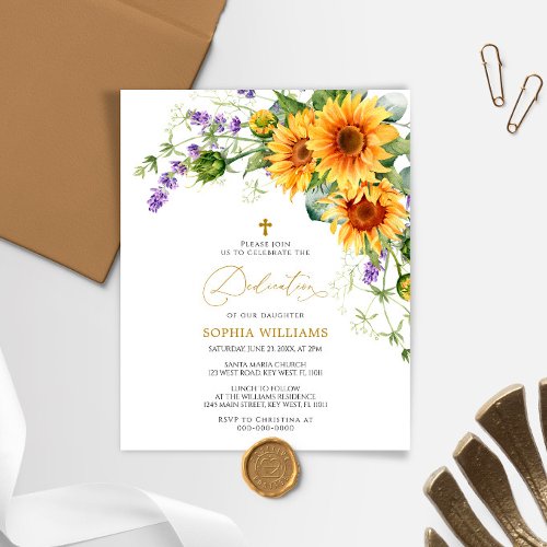 Budget Sunflowers  Lavander Dedication Invite