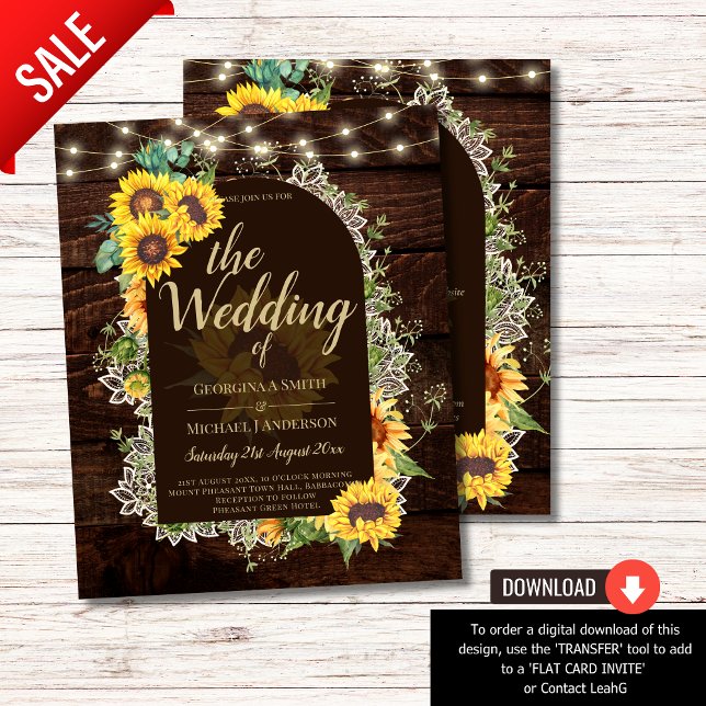 BUDGET Sunflowers Lights Lace Wedding INVITE (Creator Uploaded)