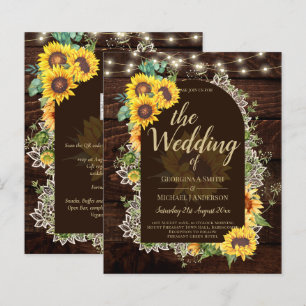 BUDGET Sunflowers Lights Lace Wedding INVITE