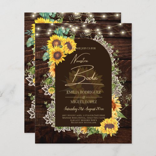 BUDGET Sunflowers Lights Lace Wedding INVITE