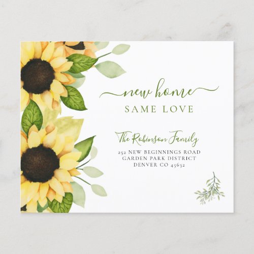 Budget sunflowers modern moving announcement