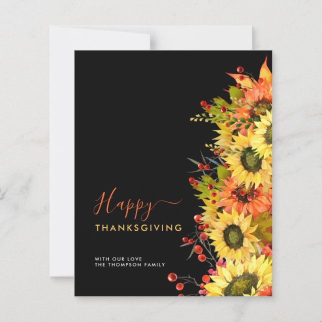 Budget Sunflowers Name Black Happy Thanksgiving (Front)