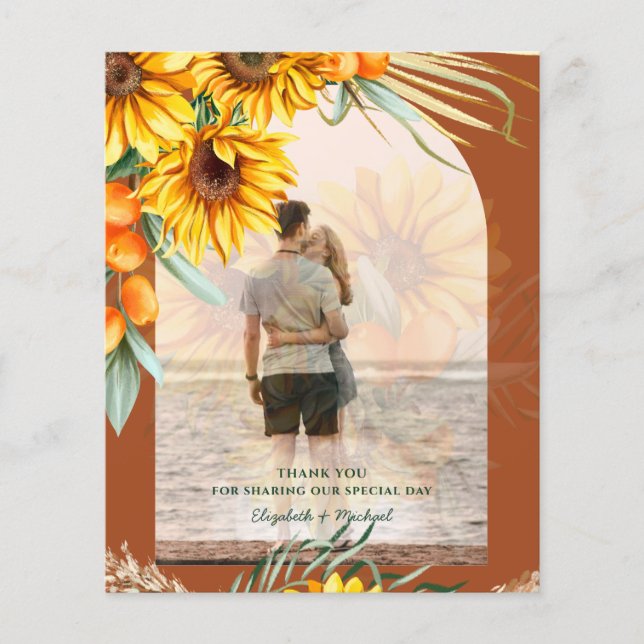 BUDGET Sunflowers Pampas Grass Terracotta Wedding Flyer (Front)