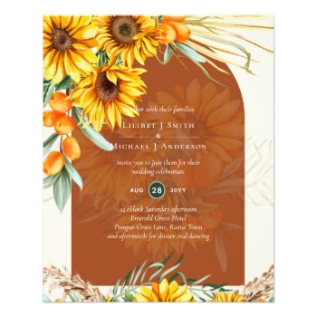 BUDGET Sunflowers Pampas Grass Terracotta Wedding Flyer