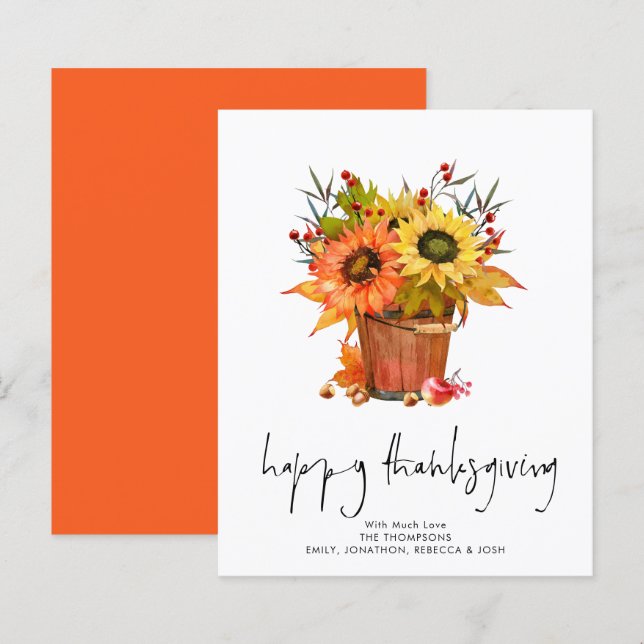 Budget Sunflowers Red Berries Happy Thanksgiving (Front/Back)