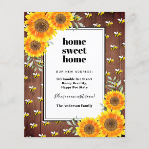 Budget sunflowers rustic bees moving announcement