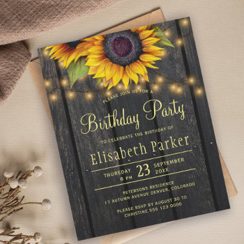 Budget Sunflowers Rustic Wood Birthday Party by invitations_kits at Zazzle