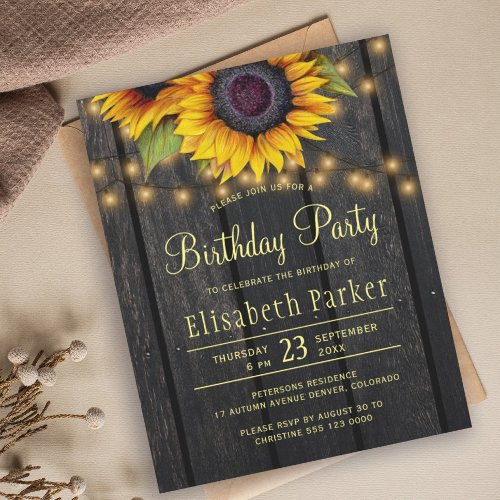 BUDGET sunflowers rustic wood birthday party