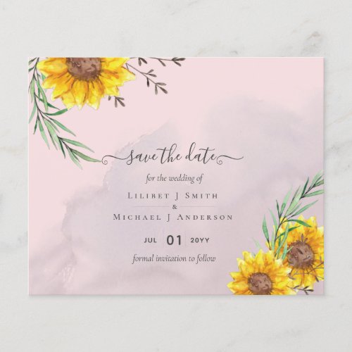 Budget Sunflowers Rustic Woodland Garden Save Date Flyer