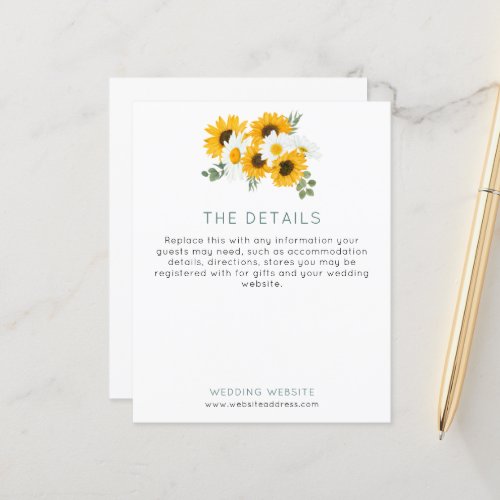 Budget Sunflowers Wedding Details Enclosure
