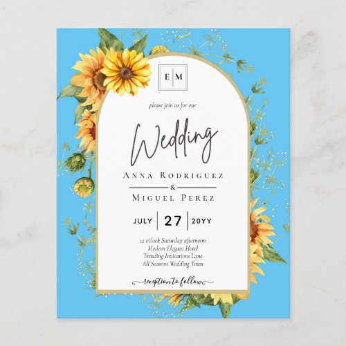 BUDGET Sunflowers Wedding Invite QR Code RSVP  Flyer