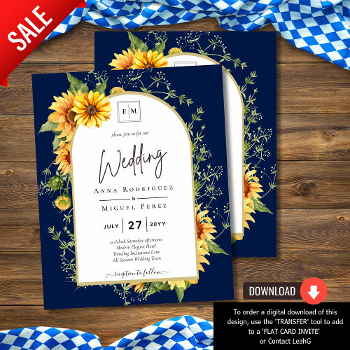 BUDGET Sunflowers Wedding Invite QR Code RSVP  Flyer