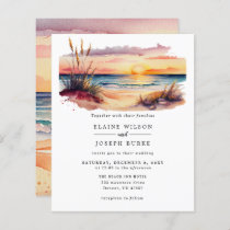 Budget Sunset Beach Sea Wedding Invitation
