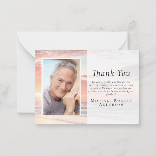 Budget Sunset Ocean Photo Funeral Thank You Note C
