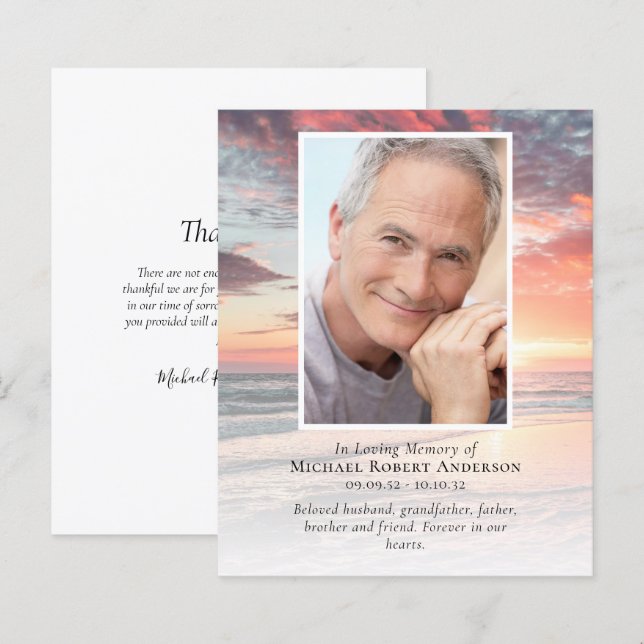 BUDGET Sunset Photo Funeral Thank You Card (Front/Back)