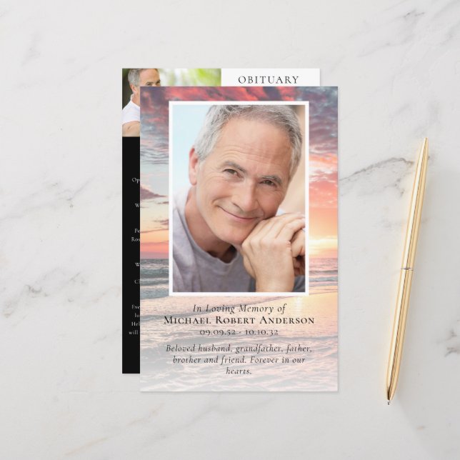 BUDGET Sunset Photo Memorial Service Program (Front/Back In Situ)