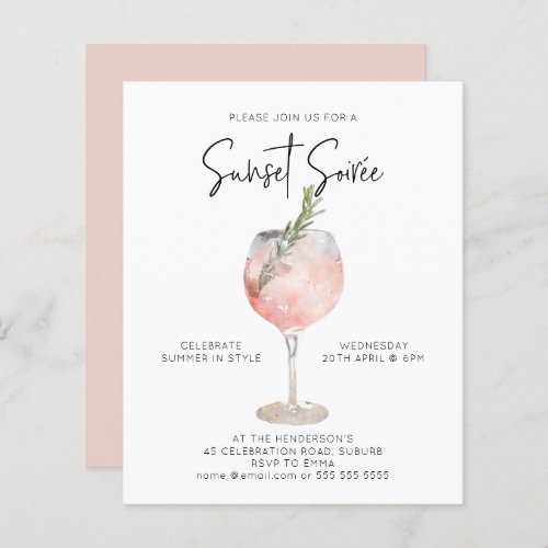 Budget Sunset Soiree Drinks Cocktail Invite
