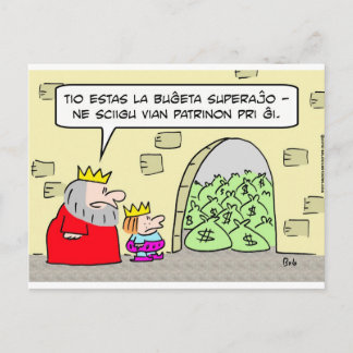budget surplus king mother esperanto postcard