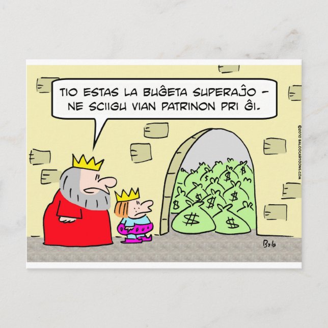 budget surplus king mother esperanto postcard (Front)