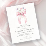 BUDGET SURPRISE 30th Birthday Pink Bow Invite<br><div class="desc">A feminine pink coquette bow is decorated with small pink and purple blue wildflowers.</div>