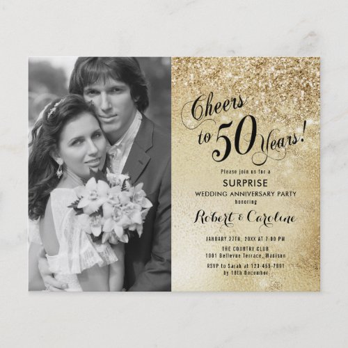 Budget Surprise 50th Anniversary with Photo Invite Flyer