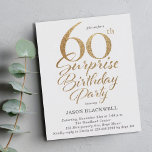 Budget Surprise 60th Birthday Glitter Invitation<br><div class="desc">Budget surprise 60th birthday party invitation in gold</div>