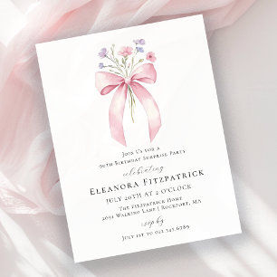 BUDGET SURPRISE 90th Birthday Pink Bow Invite