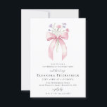 BUDGET SURPRISE PARTY 21st Birthday Bow Invite<br><div class="desc">A feminine pink coquette bow is decorated with small pink and purple wildflowers.</div>