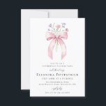 BUDGET SURPRISE PARTY 21st Birthday Bow Invite<br><div class="desc">A feminine pink coquette bow is decorated with small pink and purple wildflowers.</div>