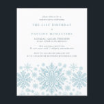 BUDGET SURPRISE Party 21st Birthday Snowflake<br><div class="desc">Very elegant blue watercolor snowflakes create a pretty border along the bottom of this adult birthday invitation. Modern and minimalist design has an open and airy feel. The contemporary aesthetic will appeal to people of all ages.</div>