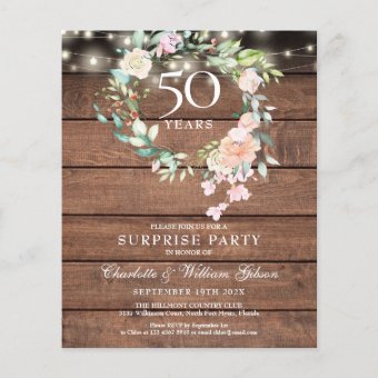 Budget Surprise Party 50th Anniversary Rustic | Zazzle