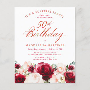 BUDGET SURPRISE PARTY 50th Party Pink Red Rose